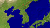 Korea Satellit + Grenzen 1280x720
